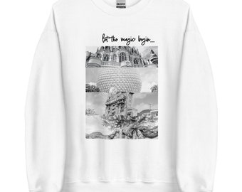 La magie commence - Pull photo des 4 parcs Disney, sweat-shirt unisexe Disney simple