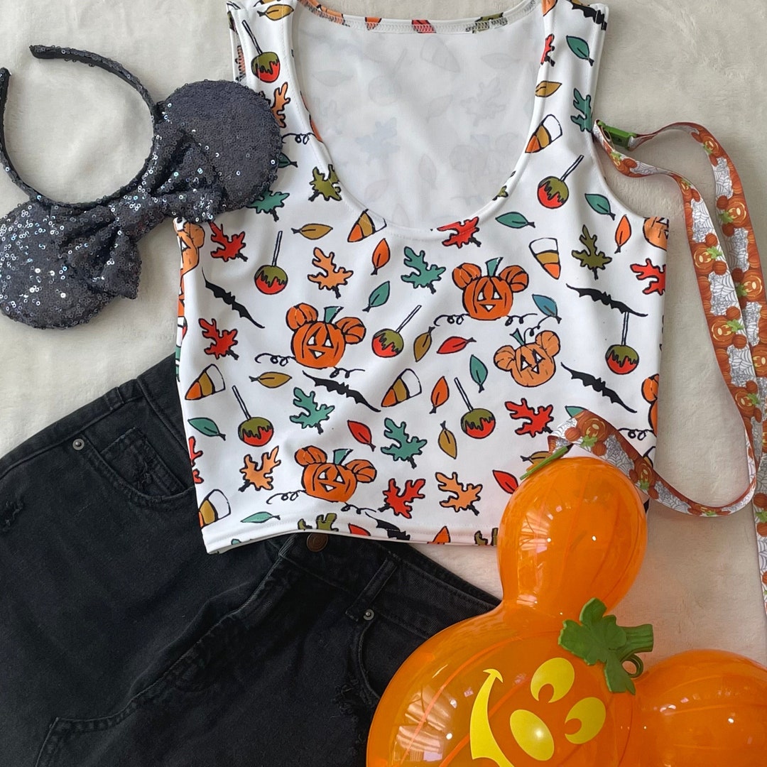 Mickey Pumpkin Crop Top Disney Fall Shirt Disneyland Disney World