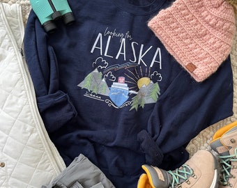 Sweatshirt unisexe Disney Cruise Alaska Chemise Cruise avec chiens, aurore boréale et soleil d'Alaska