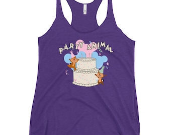 Disney Birthday Tank Top Chip and Dale Party Animal Celebration Women's Racerback Tank