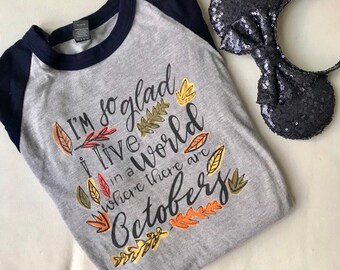 Anne of Green Gables Quote Shirt, Fall Raglan, October Raglan