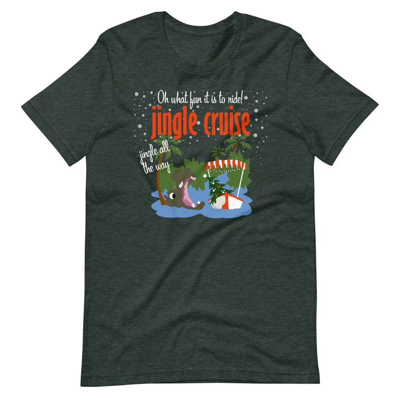 Jingle Cruise Hippo T-Shirt Disney Christmas Jungle Cruise Christmas T-Shirt Heather Forest