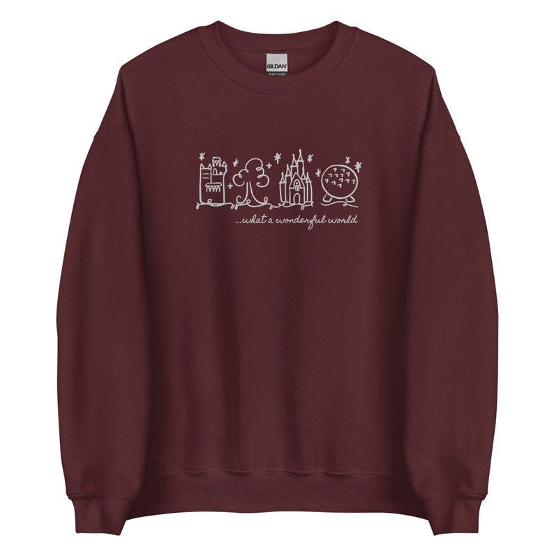 Disney World Parks EMBROIDERED White embroidery Sweatshirt What a Wonderful World Disney Sweater Unisex Sweatshirt