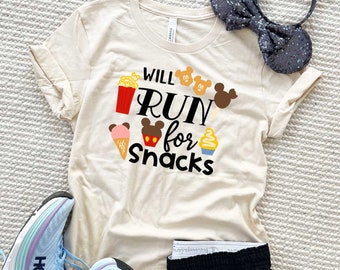 RunDisney Disney Snacks T-shirt Will Run For Snacks T-shirt Disney pour parc à thème