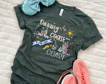runDisney Coast to Coast T-Shirt Disney Running Shirt Disneyland and Disney World T-Shirt