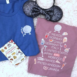 Epcot Speise- und Weinliste T-Shirt Disney-Shirt Trink auf der ganzen Welt 2-seitiges Speise- und Weinfestival-T-Shirt