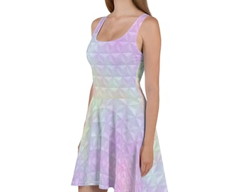 Vestido pastel de Epcot Spaceship Earth, vestido de patinadora de Disney