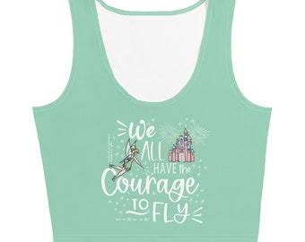 Magic Kingdom Fireworks Mint Green Crop Top Happily Ever After Courage to Fly Disney Castle Tinkerbell Crop - Pastel Mint Crop Top