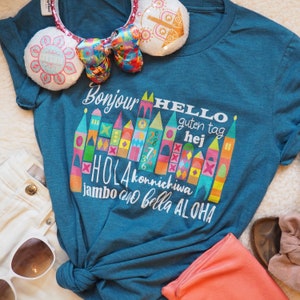 Small World Hello T-Shirt Disney Small World Many Languages T-Shirt image 1