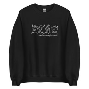 Disney World Parks EMBROIDERED White embroidery Sweatshirt What a Wonderful World Disney Sweater Unisex Sweatshirt