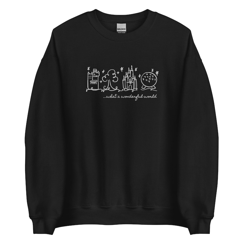 Disney World Parks EMBROIDERED White embroidery Sweatshirt What a Wonderful World Disney Sweater Unisex Sweatshirt