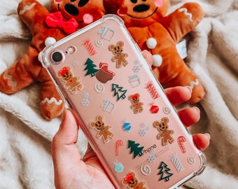 Funda navideña para iPhone con diseño de Mickey y pan de jengibre