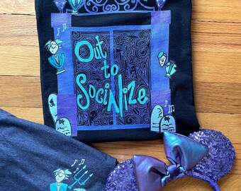 Haunted Mansion Socialize T-Shirt Out to Socialize Disney Shirt Grim Grinning 2-Sided Disney Ghosts T-Shirt