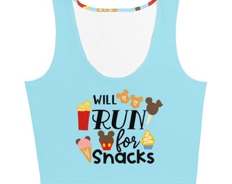 runDisney Disney Snacks Crop Top Will Run For Snacks Theme Park Disney Crop Top