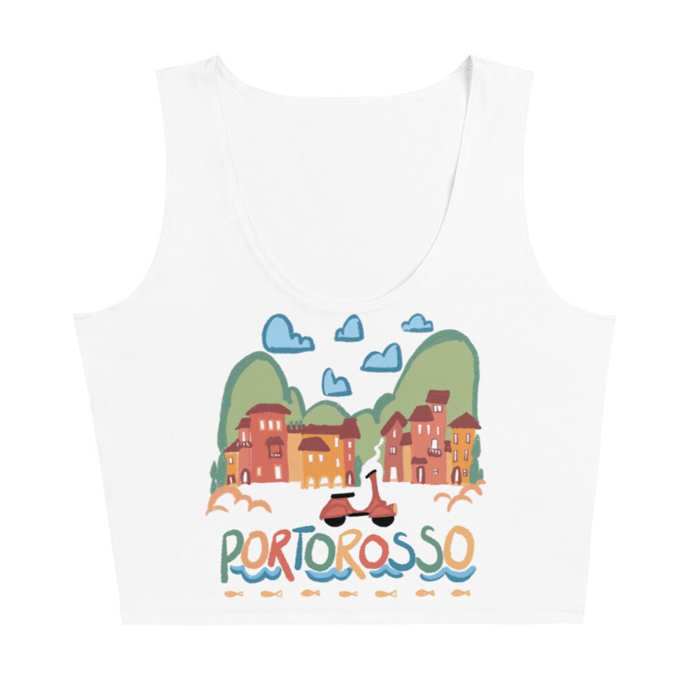 Portorosso Crop Luca Landscape with Vespa Disney Pixar Portorosso Disney Crop Top