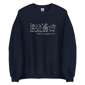 Disney World Parks EMBROIDERED White embroidery Sweatshirt What a Wonderful World Disney Sweater Unisex Sweatshirt