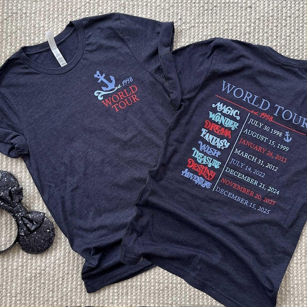 Disney Cruise Ships World Tour T-Shirt – DCL Fleet, Maiden Voyage Dates