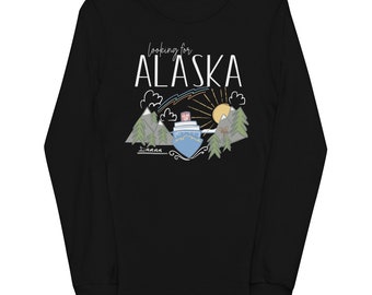 Disney Cruise Alaska Kids Long Sleeve Cruise Shirt with Moose Dogs Aurora Borealis and Sunshine Alaska Youth long sleeve tee