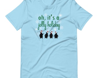 Mary Poppins Disney Christmas T-Shirt Jolly Holiday Penguins Christmas Tee