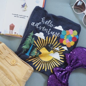 Disney Pixar UP House and Balloons T-Shirt Disney Shirt Hello Adventure Paradise Falls Disney T-Shirt