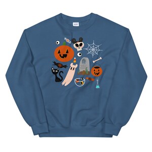 Mickey Halloween Ghosts Sweatshirt Disney Halloween Party Mickey Skeletons Pumpkins Disney Creepy Cute Halloween Sweatshirt