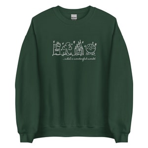 Disney World Parks EMBROIDERED White embroidery Sweatshirt What a Wonderful World Disney Sweater Unisex Sweatshirt