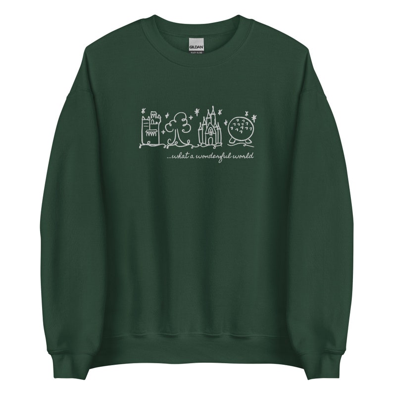 Disney World Parks EMBROIDERED White embroidery Sweatshirt What a Wonderful World Disney Sweater Unisex Sweatshirt