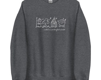 Sweat-shirt brodé blanc des parcs Disney World Wonderful Pull Disney What a Wonderful World Sweat-shirt unisexe