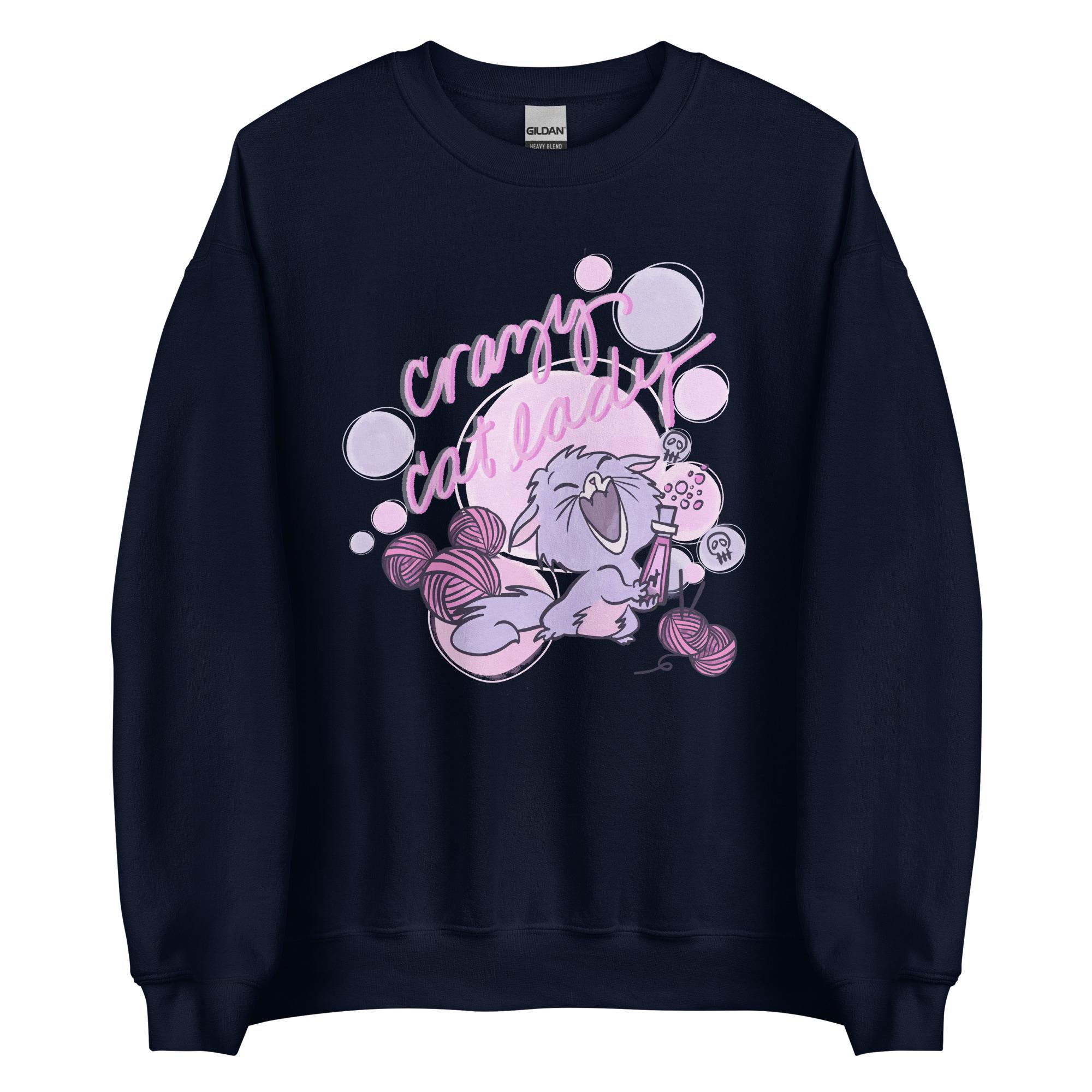 Crazy Cat Lady Sweatshirt Yzma Disney Villain Purple Cat With
