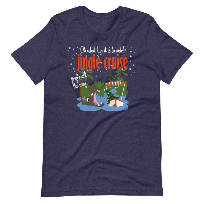 Jingle Cruise Hippo T-Shirt Disney Christmas Jungle Cruise Christmas T-Shirt Heather Midnight Nav