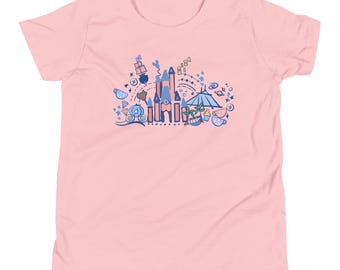 Magic Kingdom Kid's T-Shirt Disney Parks Shirt Cinderella Castle Disney World Kid's Shirt
