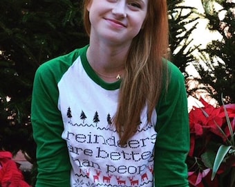 Maglietta raglan Disney Frozen Sven Maglietta di Natale Disney Maglietta raglan Frozen Christmas Le renne sono meglio delle persone
