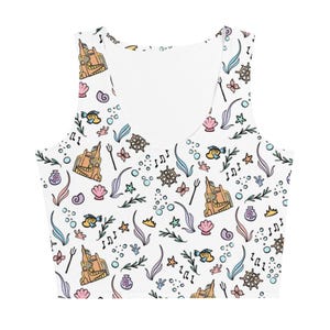 Witte crop top kleine zeemeermin Disney-shirt zeemeerminkasteel bot Seashell crop top