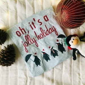 Mary Poppins Disney Christmas Umbrellas T-Shirt Jolly Holiday Penguins Snowfall Christmas Tee