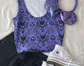 Disney Haunted Mansion Wallpaper Crop Top Tank Top Haunted Mansion Crop Top Tank