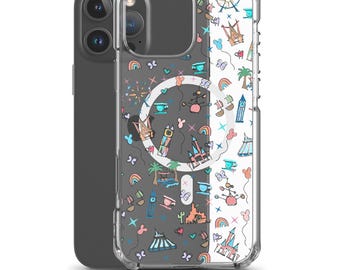 Disneyland Magsafe Disney Doodles iPhone Case Disney Parks Phone Case Disneyland MagSafe® clear case for iPhone®