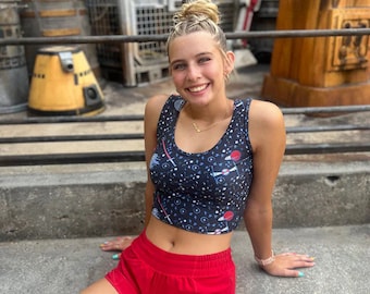 Top corto de Star Wars para mujer Dark Side Death Star Darth Vader Star Wars Galaxy's Edge Disney Crop Top