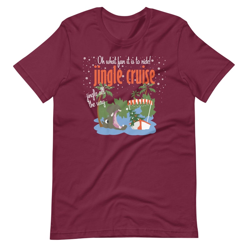 Jingle Cruise Hippo T-Shirt Disney Christmas Jungle Cruise Christmas T-Shirt Maroon