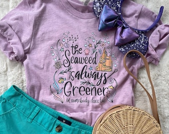 リトル・マーメイドTシャツ 海藻はいつも青い ディズニー名言Tシャツ 海底 ユニセックスTシャツ