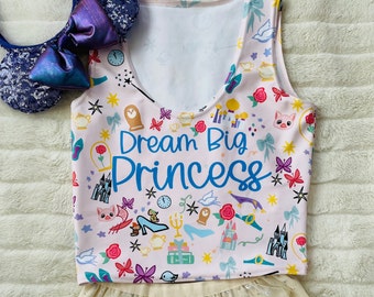 runDisney Dream Big Princess Crop Top Princess Half Marathon Weekend Sunrise Yoga Disney Princess Crop Top
