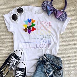 Disney Pride Shirt Love LGBTQ+ Mickey Balloon Disney Unisex T-Shirt
