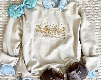 Sweat-shirt brodé Disneyland : pull unisexe L'endroit le plus heureux du monde