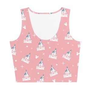 Cinderella Castle Crop Top Mickey Balloon Disney Crop Tank Top Pink Castle Disney Crop Top