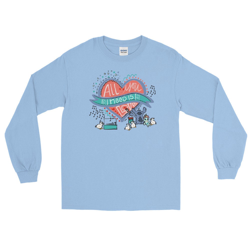 Stitch Love Long Sleeve Shirt Disney All You Need Is Love Lilo And Stitch Long Sleeve Shirt