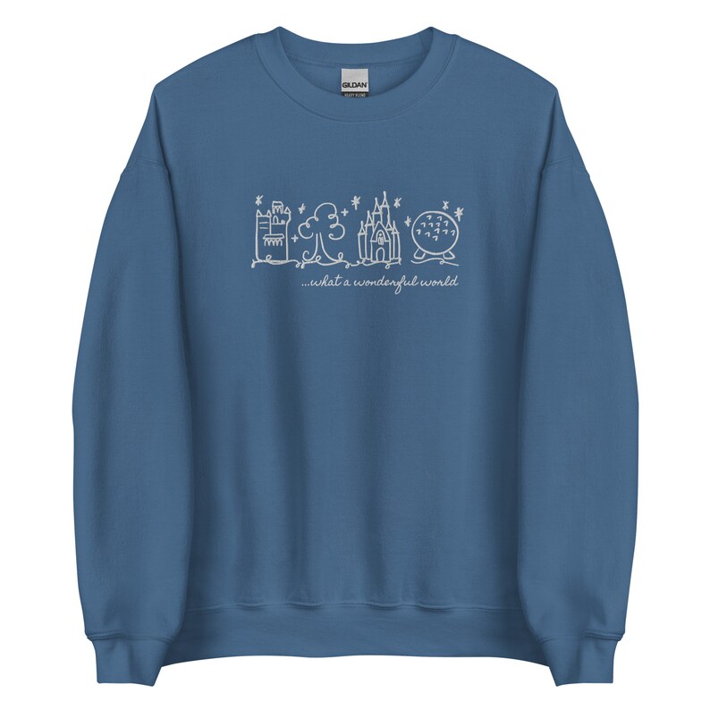 Disney World Parks EMBROIDERED White embroidery Sweatshirt What a Wonderful World Disney Sweater Unisex Sweatshirt