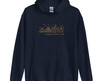 Sudadera unisex con capucha bordada de Disneyland: El lugar más feliz del mundo
