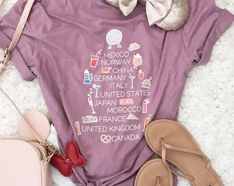 Epcot Food and Wine List T-Shirt Disney Shirt Drink Around the World  Food and Wine Festival T-Shirt