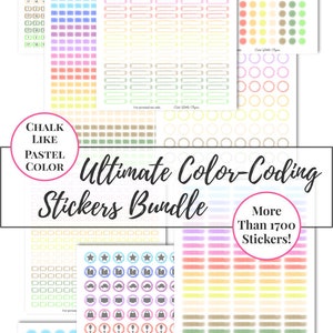 Color Coding Pastel Stickers Bundle printable functional mix stickers set image 8