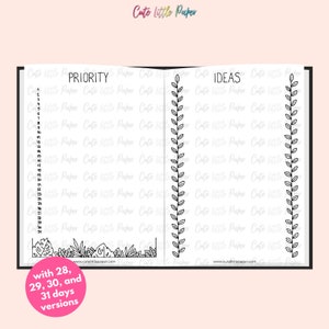 Bullet Journal Tropical Leaves Templates. Printable Bullet Journal Pages. BuJo Monthly Theme Spreads Set. BuJo Kit Digital & Printable. image 4