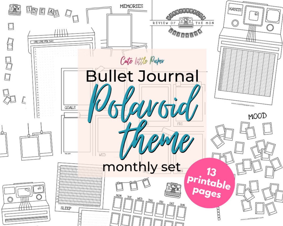 Bullet Journal Polaroid Theme Monthly Set. Printable Bullet Journal ...